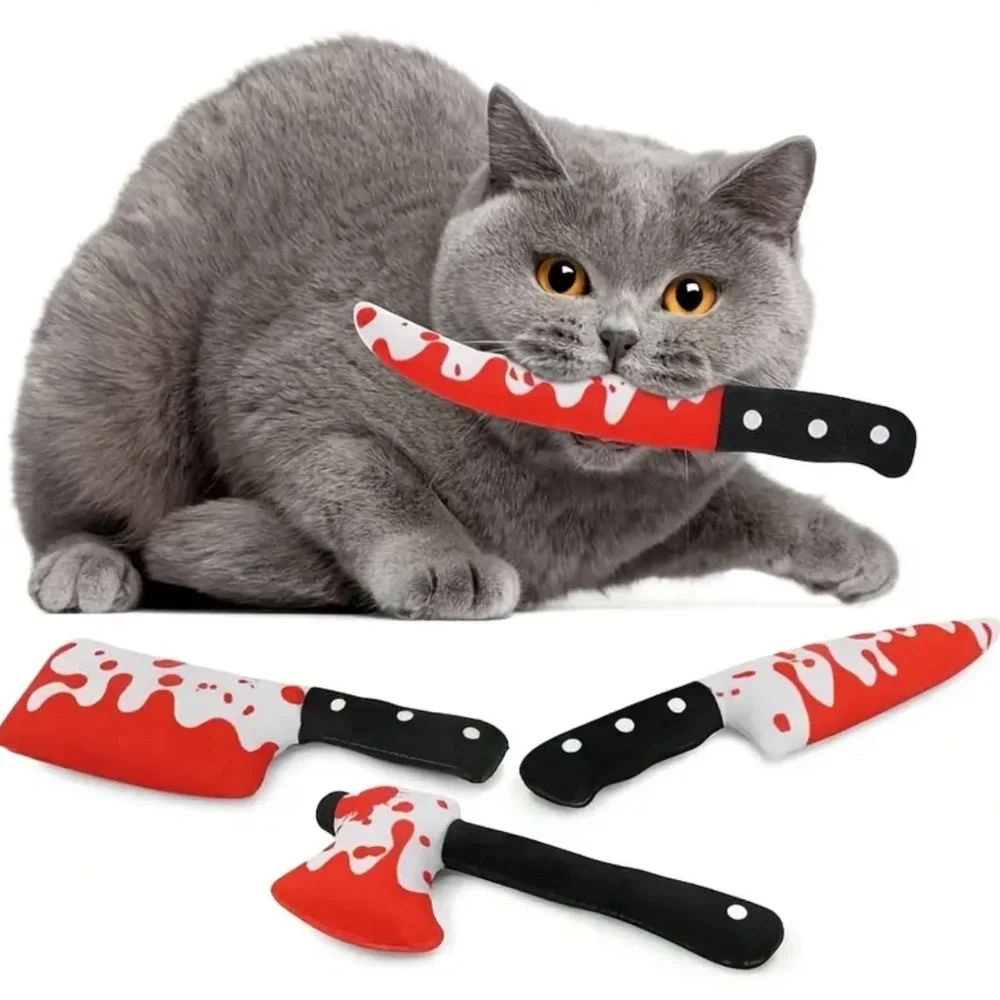NIP! Set of 4 Horror Movie Murder Weapons Organic Catnip Toys!